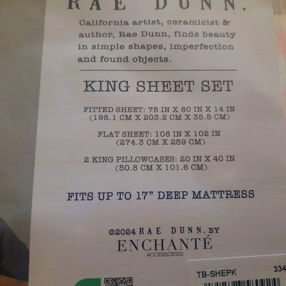 NEW RAE DUNN KING Cottagecore Sheet Set LOVE 2 Embroidered Pillowcases Pink - Picture 2 of 2